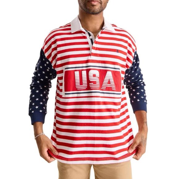 NWT Men’s Chubbies The Freedom Ring Rugby Shirt Size Large USA Olympics America - Picture 1 of 16